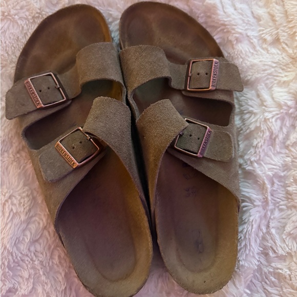 Mens Birkenstock Arizona Soft Footbed Slide Sandal Taupe Size 44 (11-11.5 Men's) - Picture 1 of 6